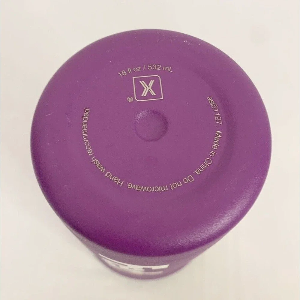 FedEx Purple 18 Fl. Oz Tumbler With Clear Lid Metal Drink Cup Travel Coffee